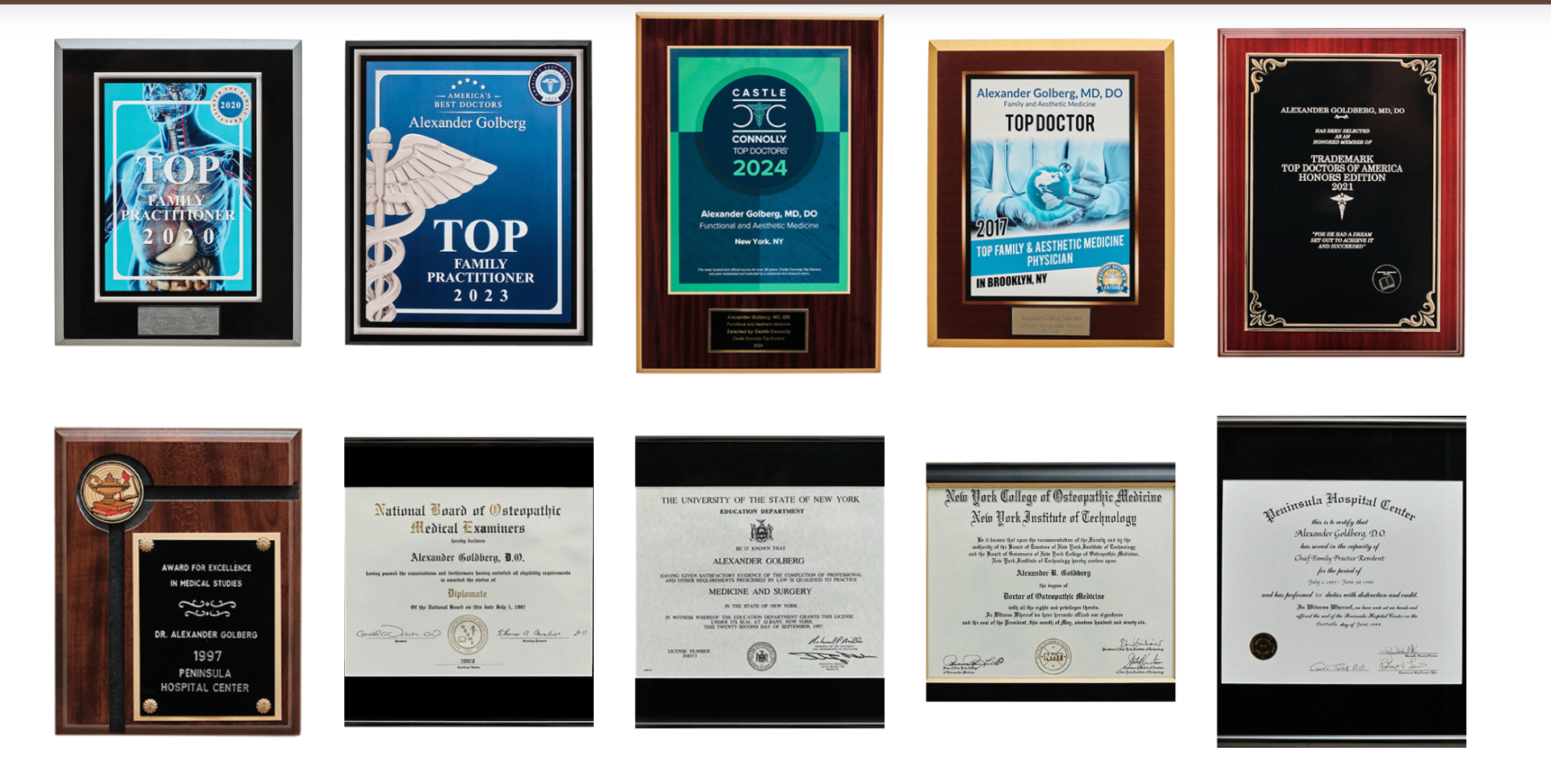 Awards and credentials of Dr. Alexander Golberg